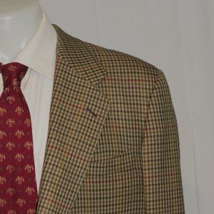 Domenico Spano Bergdorf Goodman Bespoke Brown Gun Check Two Button Blazer 46XL